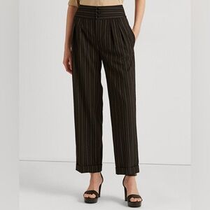 Lauren Ralph Lauren Pinstripe Wool Crepe Wide Leg Pant Sz 4P